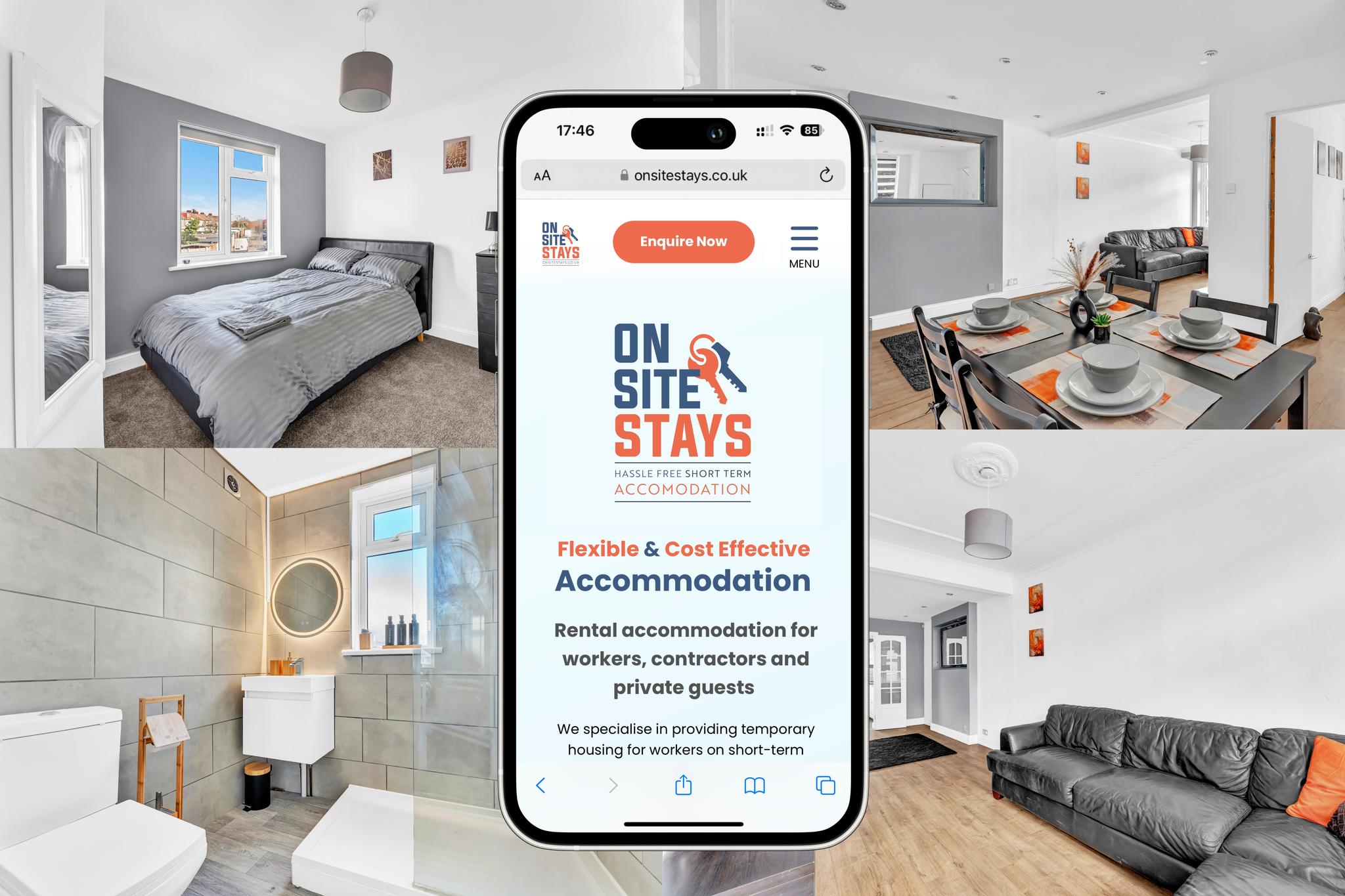 On Site Stays - 3 bedrooms with a 2 car driveway.1